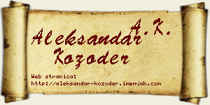 Aleksandar Kozoder vizit kartica